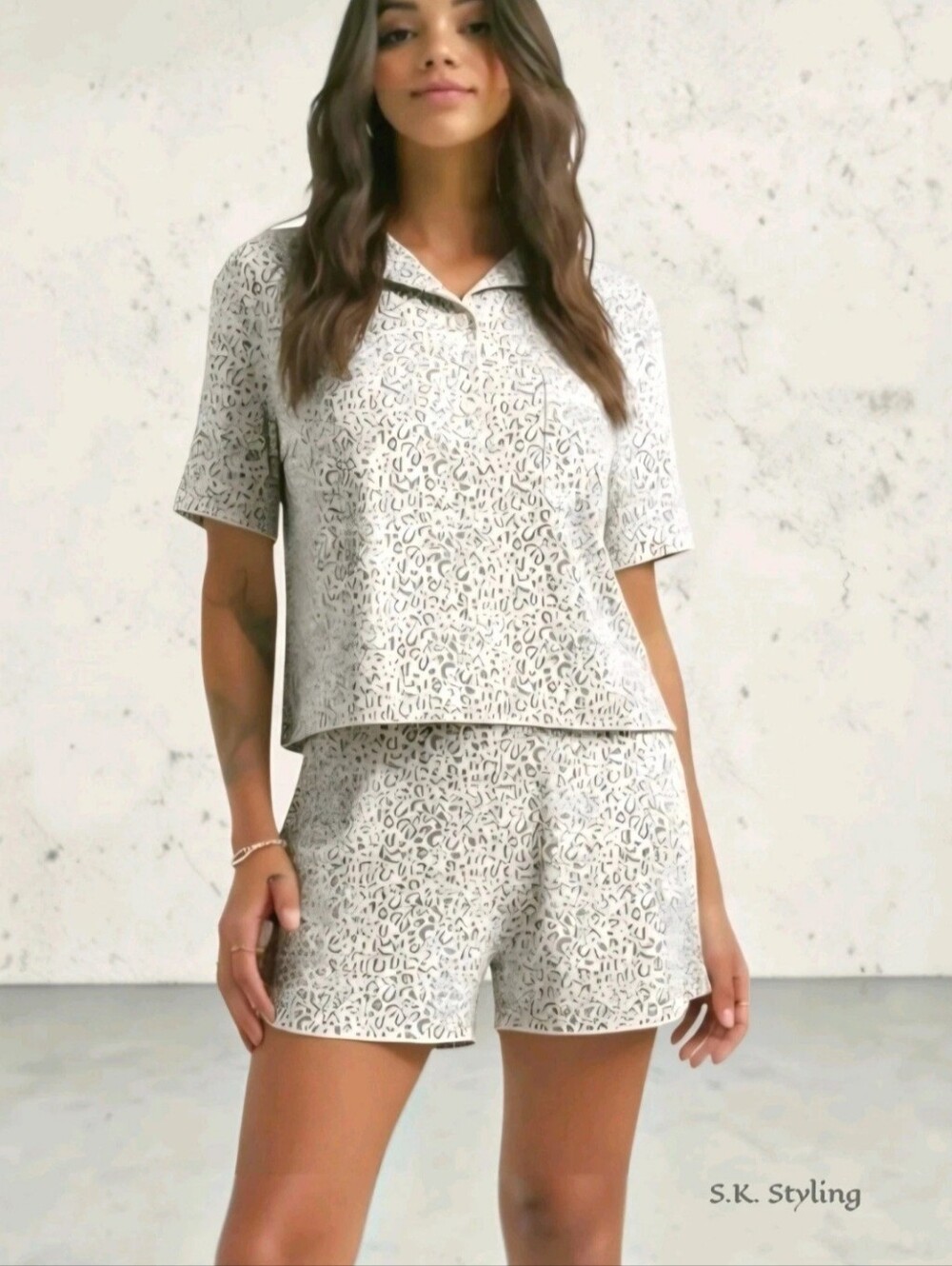 Tommy John 2pc Downtime Pajama Set Top & Shorts Simple Leopard size Small